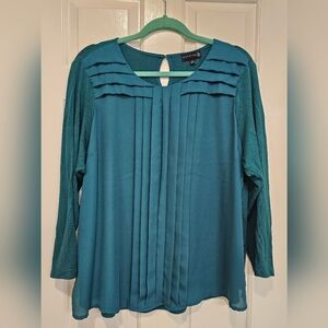 Ryan Wythe Mixed-Fabric Pleated Blouse – 1X